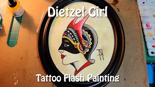 Dietzel Girl  Tattoo Flash Painting [upl. by Nordna]