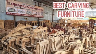 Best Carving Wood Furniture from Factory  Teak Wood Double Bed Sofa  Saharanpur Furniture Market [upl. by Oigile56]