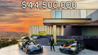 Touring a 44500000 Ultra Modern HOLLYWOOD HILLS Mansion With an Underground Garage [upl. by Skipper]