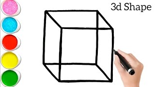 How to Draw 3D Shapes Easy Drawing Kids Art With MeShape Drawing for kids [upl. by Flann]