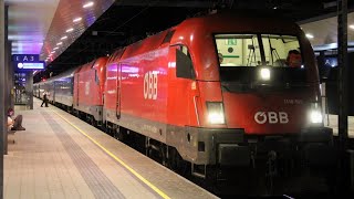 Nächtlicher Bahnverkehr in Feldkirch mit vielen Nightjets mit Lok Wechsel [upl. by Dnalwor]