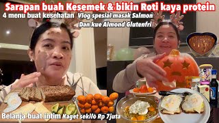 SARAPAN BUAH KESEMEK DAN BIKIN ROTI KACANG ALMOND KAYA PROTEIN  SPESIAL GLUTENFRI SALMON [upl. by Vergil]