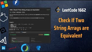 ✅ Check If Two String Arrays are Equivalent  StringBuilder  Simple Concatenation  LeetCode 1662 [upl. by Gneh]