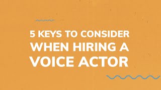 5 Things to know when hiring a voice actor [upl. by Elleirad]