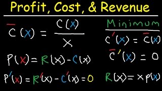 Marginal Revenue Average Cost Profit Price amp Demand Function  Calculus [upl. by Adyeren]