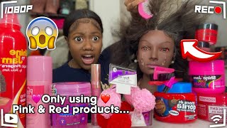 Doing my Mannequin THICK Hair Only using PINK amp RED products [upl. by Madaih]