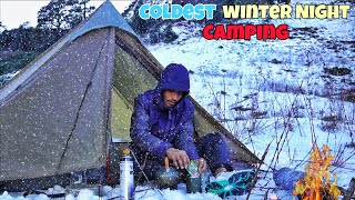 Winter Snow Camping in Extreme Cold Weather  Solo Survival Camping in Forest  Camping Video [upl. by Anse]