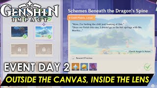 Genshin Impact  Outside the Canvas Inside the Lens Event Day 2  Full Guide شرح [upl. by Alikahs]