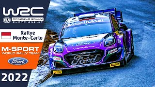 MSport Ford WRC Rally Highlights  WRC Rallye MonteCarlo 2022 with the Ford Puma Rally1 Rally Car [upl. by Adnoryt]