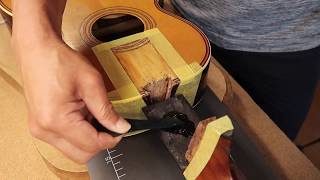 Gluing neck onto the body for neck resetting on thornward： parlor guitar lyon amp healy washburn [upl. by Rinee]