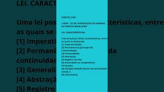 DIREITO CIVIL LINDB LEI CARACTERÍSTICAS [upl. by Call]