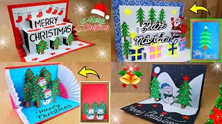 DIY  4 Tarjetas para Navidad hechas a mano  Handmade Card POP UP for Christmas [upl. by Osi]