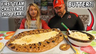 This 13000 Calorie Finnish Karjalanpiirakka Challenge w KatinaEatsKilos Has 2 LBS of Butter [upl. by Leorsiy]