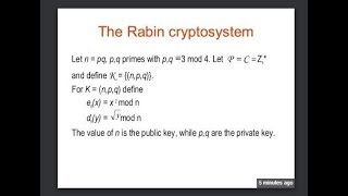 Rabin Cryptosystem  Asymmetric Cryptographic Technique  Cryptography amp Network Security [upl. by Galang]