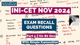 INICET RECALL NOV 2024 PART 5  Qns 60 to 80 With Simple Answers in 7 Minutes inicet [upl. by Danete444]