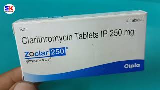 Zoclar 250mg Tablets  Clarithromycin Tablets  Zoclar Tablets Uses Benefits Dosage Reviews in Hindi [upl. by Dralliw]