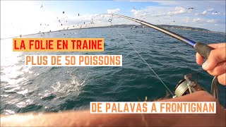 TRAÎNE de FRONTIGNAN à PALAVAS plus de 50 POISSONS [upl. by Anirahs323]