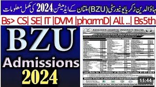 Bzu Multan Admission Fall 2024 BS 4 Year BS 5th Semester Fee Structure Hostel Dues All Details [upl. by Ecilahs]