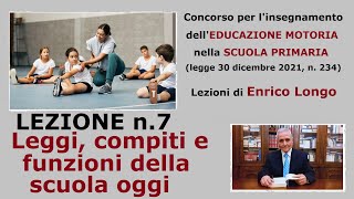 Leggi compiti e funzioni della scuola oggi  LEZIONE n7 Concorso EDUCAZIONE MOTORIA [upl. by Enylecoj]