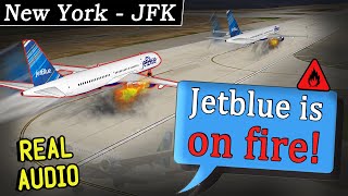 FIRE DURING TAKEOFF on Jetblue A321 at Kennedy Airport [upl. by Jordana]