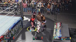 WWE 2K24  Brutal double chokeslam  Head bounces off steps [upl. by Alisia]