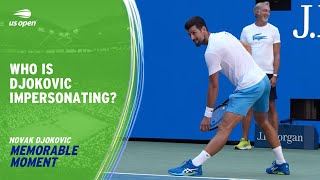 Novak Djokovics Impressions of Tennis Stars  2023 US Open [upl. by Amandy863]