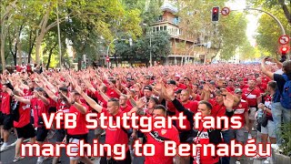 VfB Stuttgart fans marching to Bernabéu [upl. by Huey]