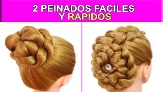 2 Peinados Faciles y Rapidos con Recogidos con Trenzas para Cabello Largo  Bodas [upl. by Attennaj]