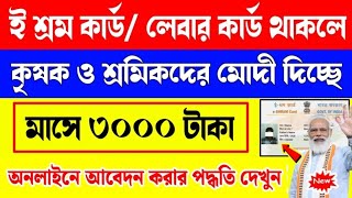 e shram card Pension Yojana online apply  PMSYM shram card Pension Rs 3000 Month Registration 2024 [upl. by Roter644]