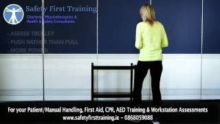 How to Push amp Pull trolleys when manual handling by Safety First Training [upl. by Nahtiek]