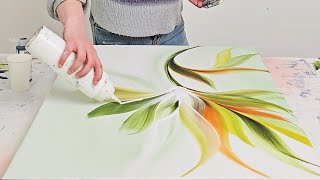 So MUCH DEPTH😲 Intuitive Painting with CrissCross Leaves 🍃 Acrylic Painting Demo [upl. by Philbrook]