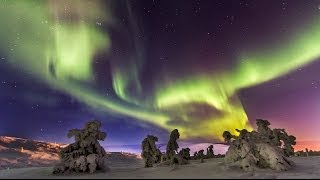 Northern Lights Aurora Borealis in Lapland Finland timelapse Rovaniemi Levi Saariselkä Ylläs [upl. by Atillertse]