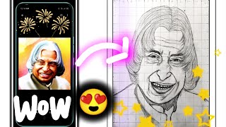 How To Draw DrAPJ Abdul Kalam With Grid MathodAbdul Kalam Jayanti Drawing Step By Step Pencil [upl. by Hocker]