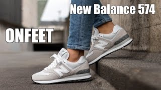 ONFEET New Balance 574 Classic Beige WL574EW Review [upl. by Casilda130]