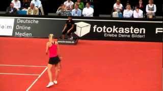 Maria Sharapova injury break  return game vs Victoria Azarenka  Porsche Tennis Grand Prix 2012 [upl. by Enerahs852]