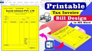 How to make Bill Book in MS Word  Bill Invoice in MS Word  MS Word Tutorial [upl. by Aihsatal]