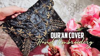 Hand Embroidery ✨ Quran Cover Full Tutorial  Quran Cover Cutting And Stitching  Quran Ka Jildan [upl. by Noived]