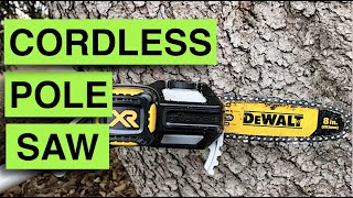 Cut branches easily amp safely without a ladder Cordless Dewalt Pole Saw review [upl. by Cathi388]