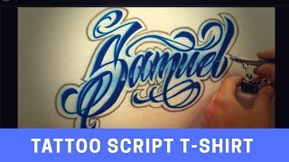 Tattoo script custom airbrushed name [upl. by Ahsertal]