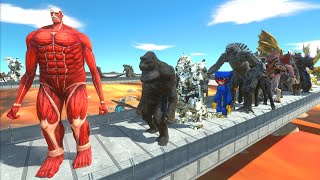 COLOSSAL TITAN vs GHIDORAH LAVA DEATH RUN  Animal Revolt Battle Simulator [upl. by Christabel]