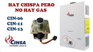 Calentador de paso instantáneo CINSA hace chispa pero no prende  Electroválvula de gas dañada [upl. by Biddy]