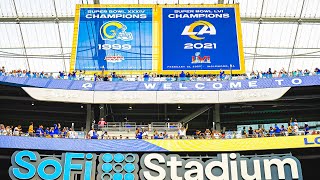 Rams Unveil Super Bowl LVI Championship Banner At SoFi Stadium [upl. by Yelsehc]