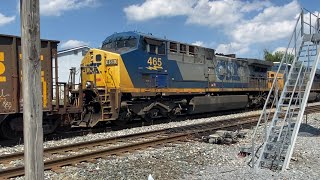 CSX ballast train stops in BrunswickMd before entering the yard on 071922 [upl. by Are]