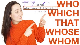 RELATIVE PRONOUNS  RELATIVE CLAUSES  ADJECTIVE CLAUSES  who which that whose whom [upl. by Embry]