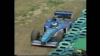 Hungaroring 1998 QLF Fisichella liukuu rengasvalliin mutta pääsee jatkamaan [upl. by Etat]