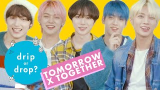 TOMORROW X TOGETHER Cant Agree on Their Favorite Fashion Trends  Drip or Drop  Cosmopolitan [upl. by Lawson]