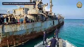 MV Lapu Lapu approaches BRP Sierra Madre in the West Philippine Sea [upl. by Marjie]