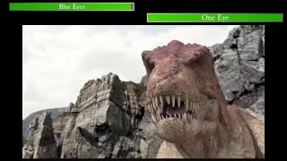 Dino King  Speckles the Tarbosaurus  Speckles and Blue Eyes vs One Eye with Healthbars 12 [upl. by Sewole]