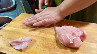 SLICING SKINLESS amp BONELESS CHICKEN BREAST [upl. by Sahc]