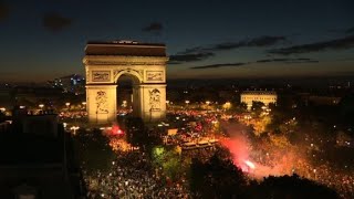 World Cup Parisians celebrate Frances win on Champs Elysees [upl. by Katrinka]